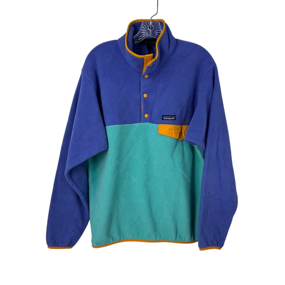 Patagonia Synchilla Quarter Snap Fleece Pullover Mens M Purple Teal Colorblock